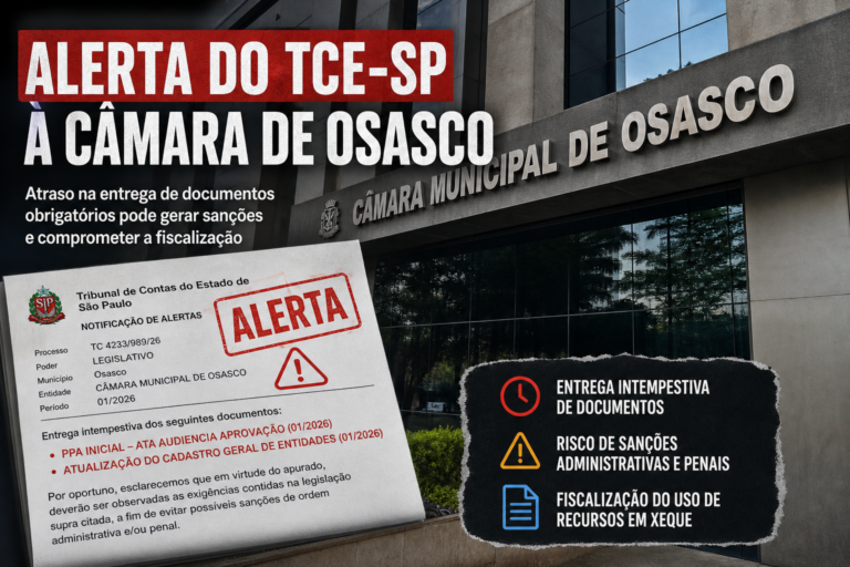Câmara de Osasco atrasa envio de documentos e entra no radar do TCE-SP